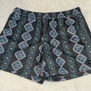 RSQ Geometric Patterned Swim Trunks - Black and Blue